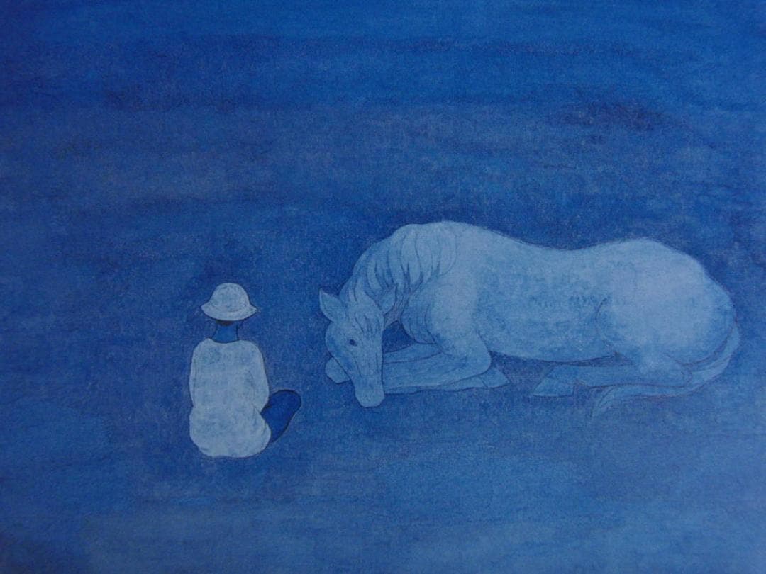 佐藤圀夫、【夕凪】、希少な額装用画集より、新品額装付、状態良好