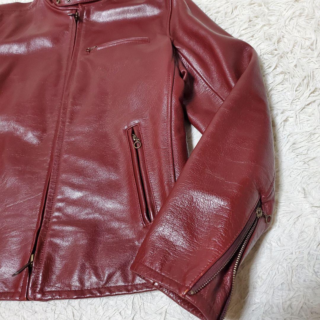 極美品 AVIREX シングルライダース レザージャケット L ボルドー メンズ