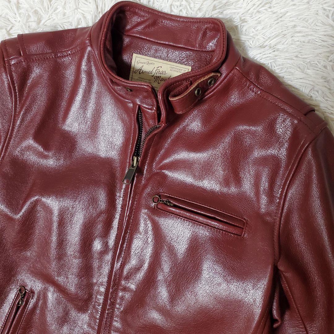 極美品 AVIREX シングルライダース レザージャケット L ボルドー メンズ
