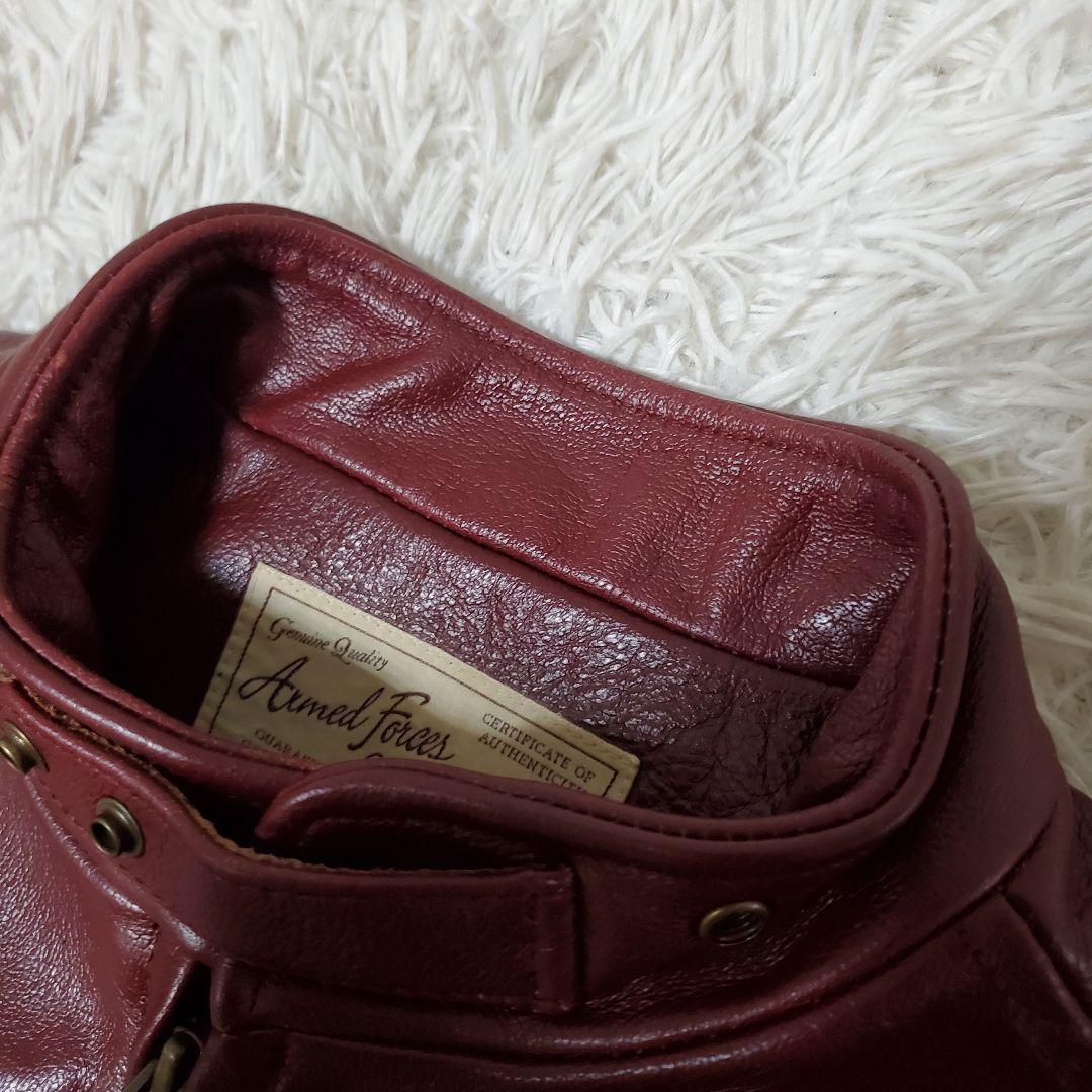 極美品 AVIREX シングルライダース レザージャケット L ボルドー メンズ