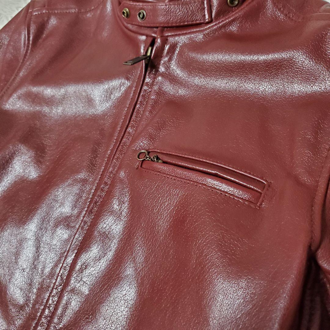 極美品 AVIREX シングルライダース レザージャケット L ボルドー メンズ