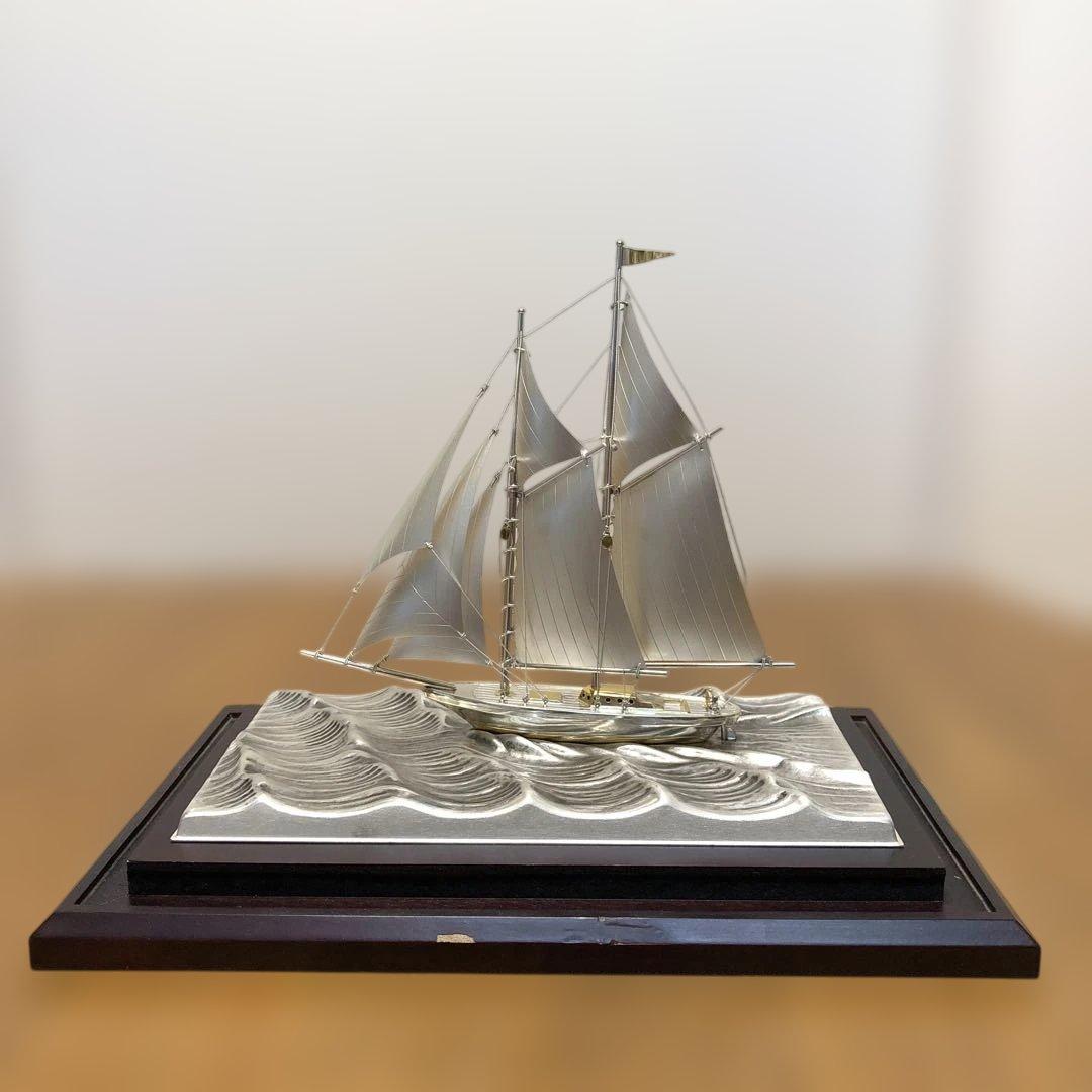 銀製　帆船ヨットの置物　武比古