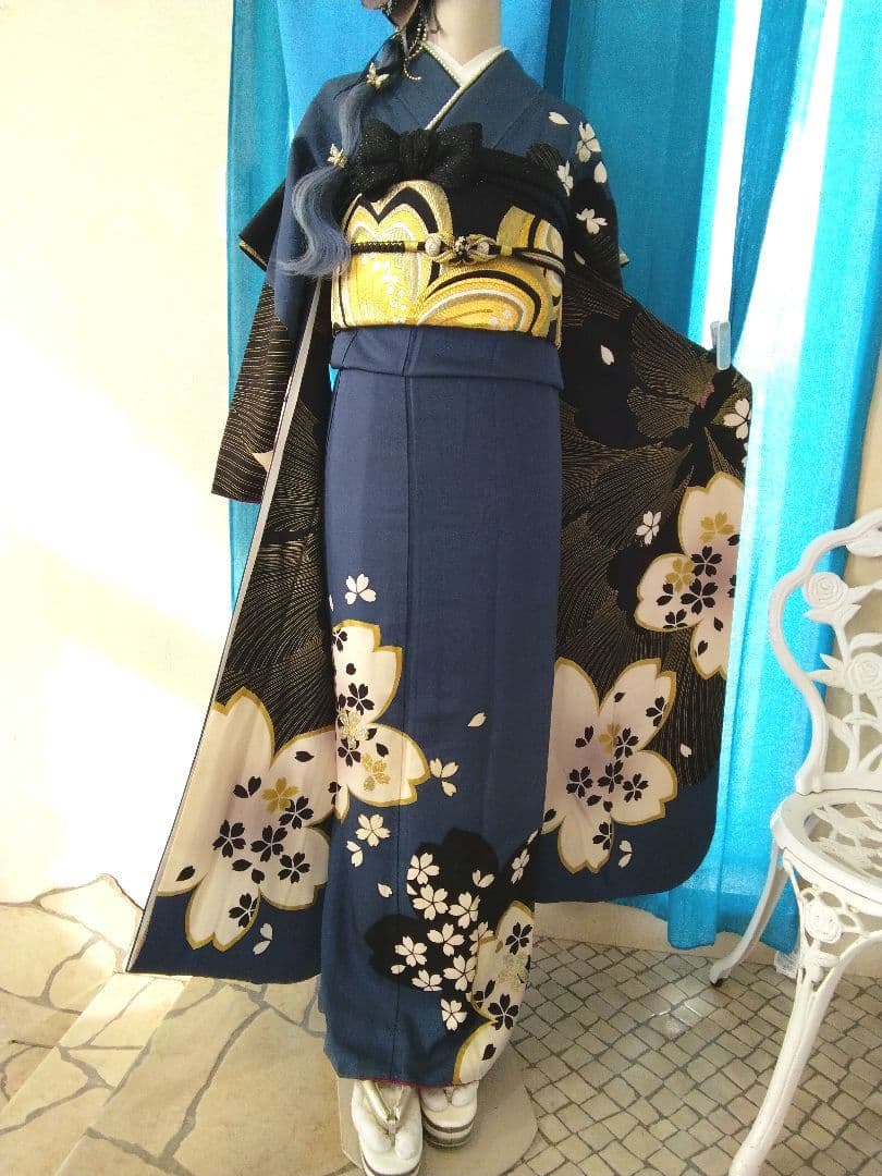 振袖フルセット、正絹振袖成人式、重ね衿帯揚げ帯締め、西陣袋帯、襦袢、トールサイズ