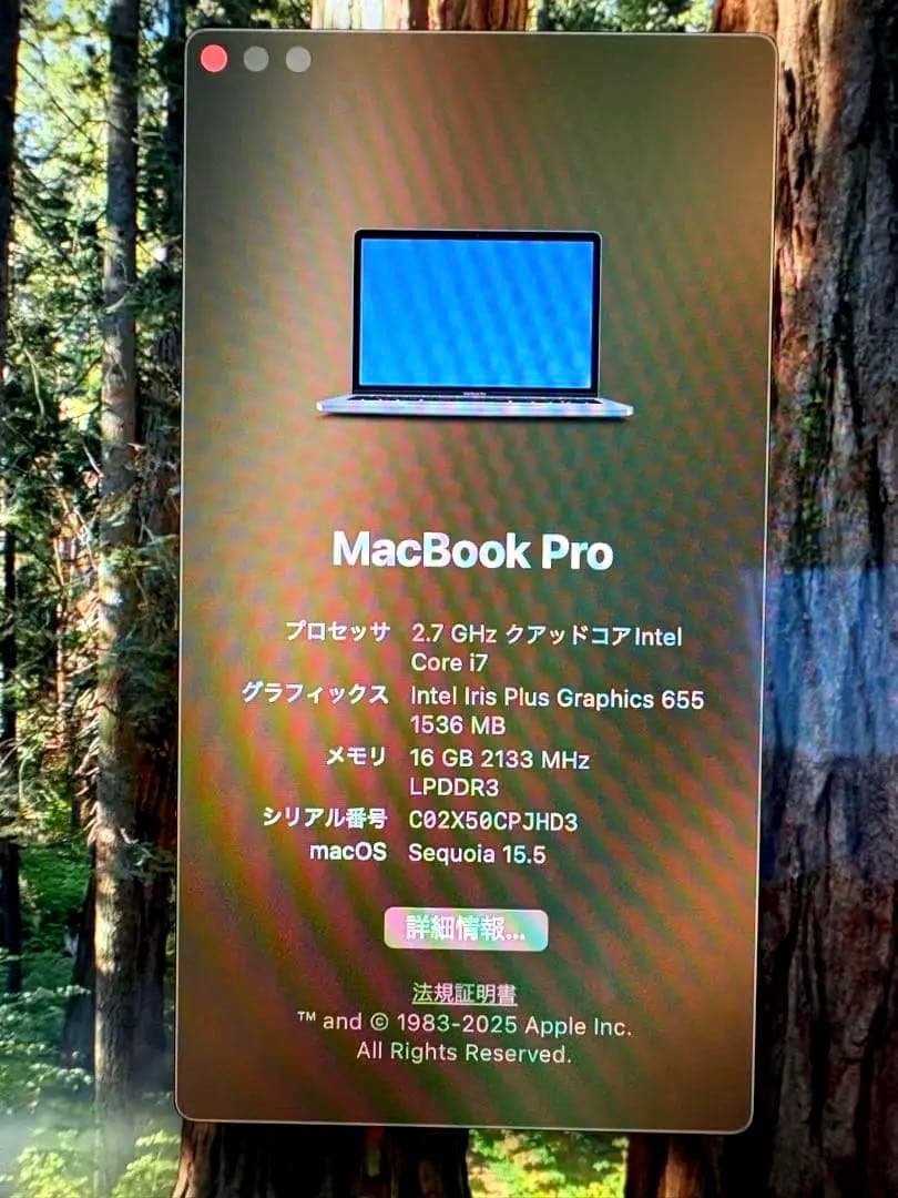 MacBookPro メモリ16GB SSD512GB Mid-2018