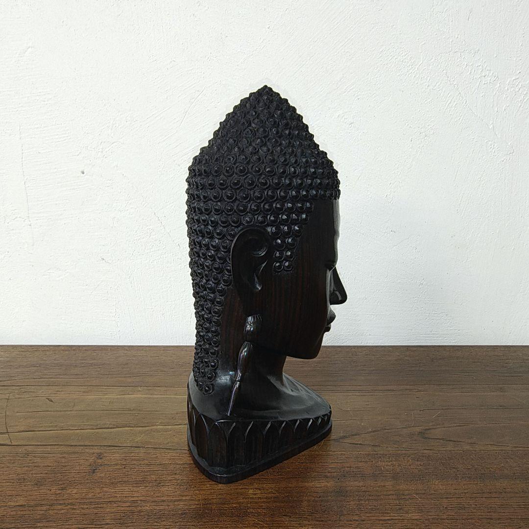 仏教美術【Buddha Head】木彫　彫刻　仏頭　仏像　ブッダ　置物