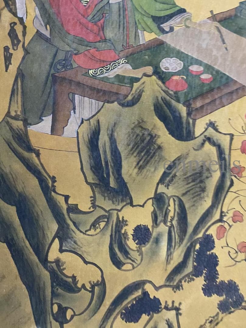 中国古美術 明代 仇英款 仕女人物画 掛軸 絹布 唐物 水彩画 名家書画 肉筆