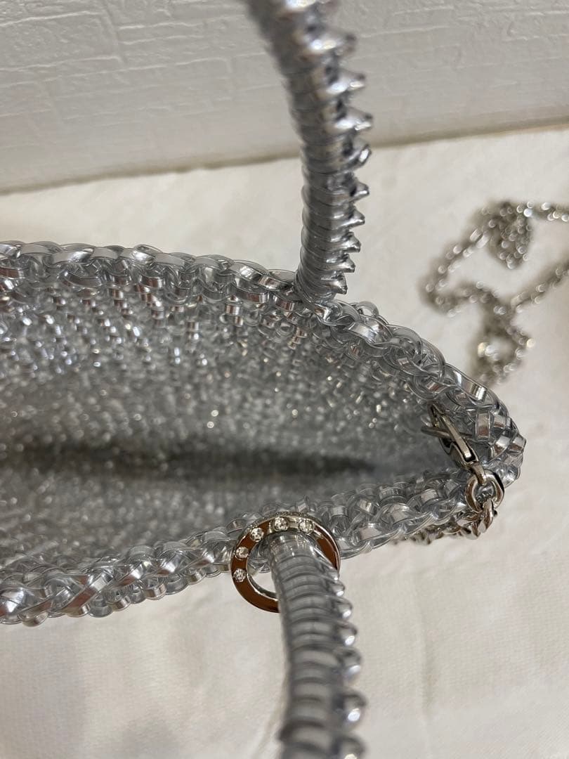 アンテプリマ風 ビーズ ワイヤーバッグ　ショルダーバッグ　新品未使用 シルバー