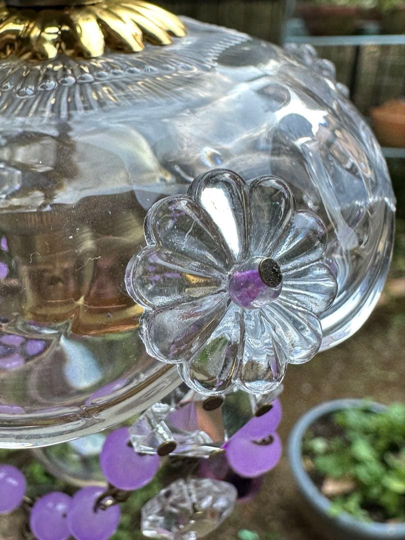 フランス アンティーク ラベンダームラーノガラスの可愛らしいミニシャンデリア＊