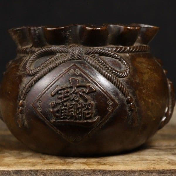 銅器 銭袋 聚宝盆 貯金箱 装飾品 工芸品 置物