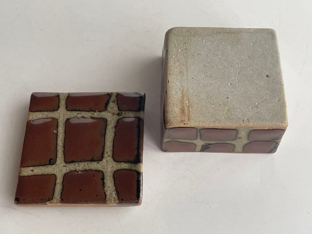 人間国宝　陶芸家　濱田庄司　浜田庄司　合子　盒子　柿釉　共箱　益子　民藝