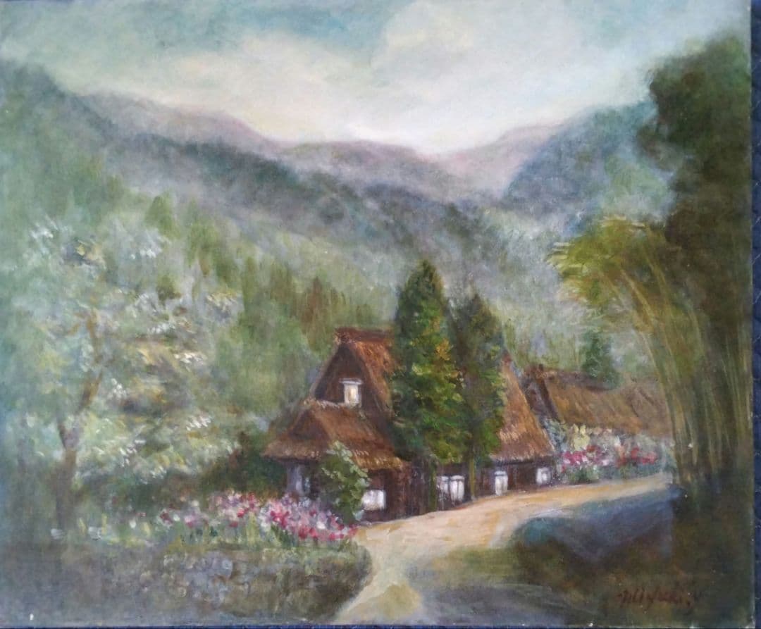 値下げしました。保田三友紀の油絵 F8号、白川郷