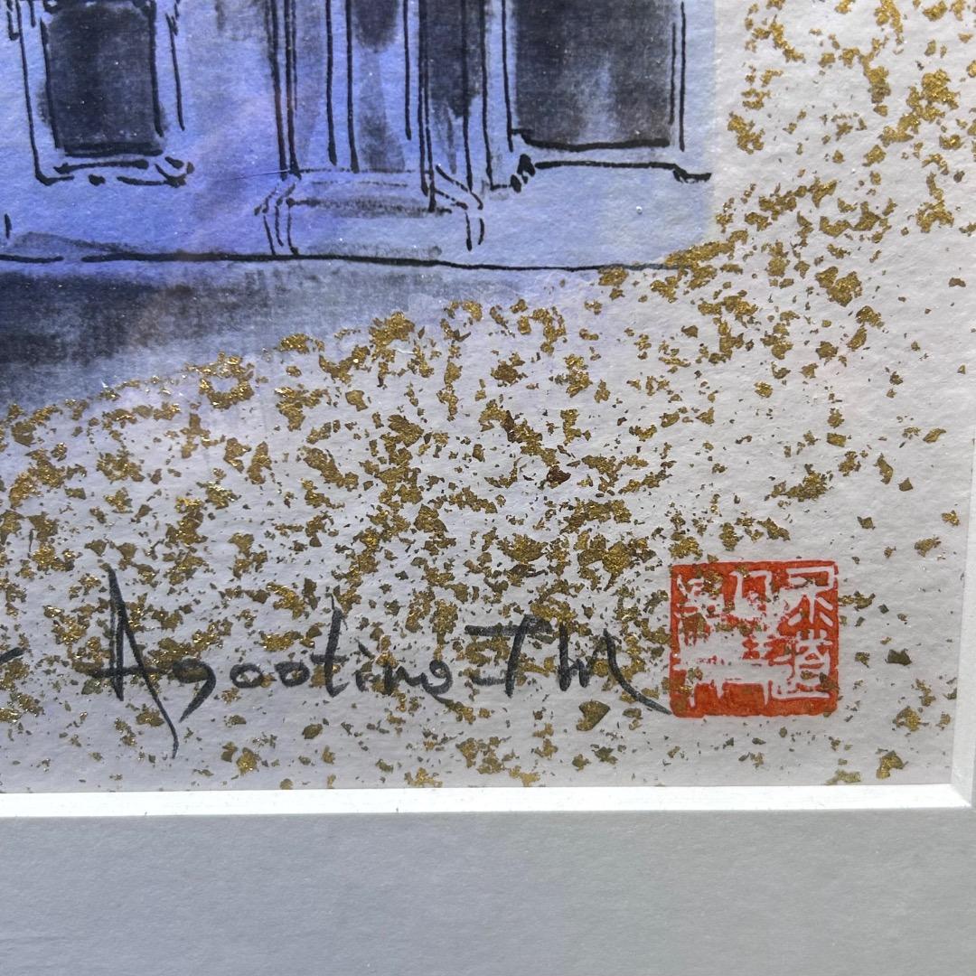 ▽Bi1082 満田彗峰 作 イタリア ヴァチカン 絵画 額装 日本画家