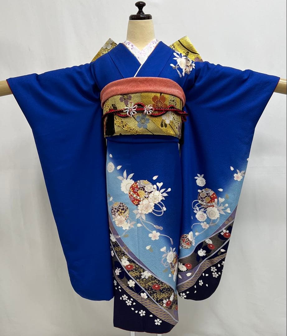 小柄な方に♪ 振り袖　フルセット　別誂長襦袢　成人式　金彩加工　刺繍入り　677