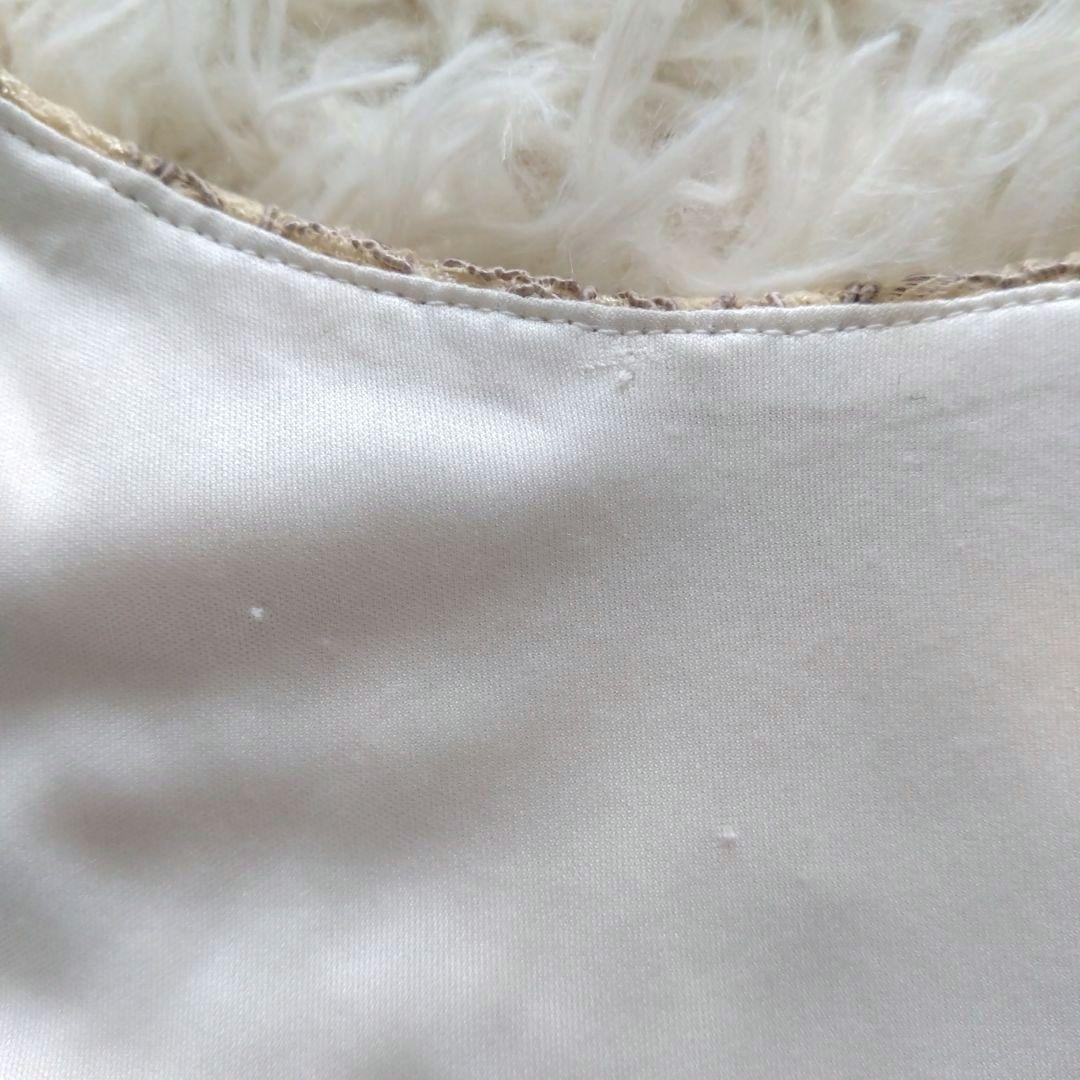 タダシショージ　Aライン　ベージュ系　コードレース　ワンピース　ドレス