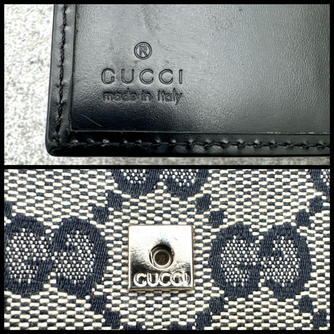美品　グッチ GGキャンバス 二つ折り財布 ブラウン　ブラック