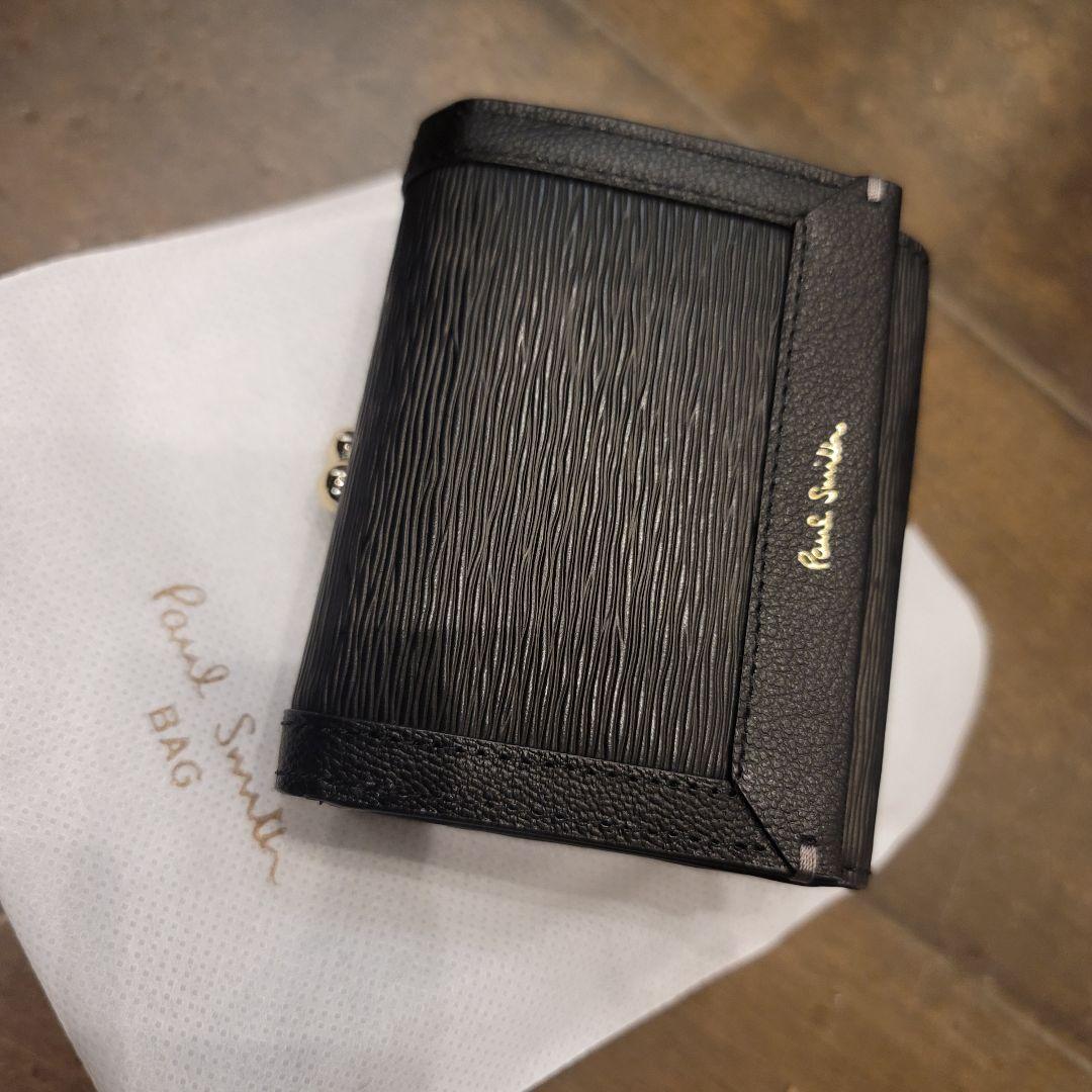 ギフト対応可能　ポールスミス　正規品　レザー　がま口　折り財布　ブラック