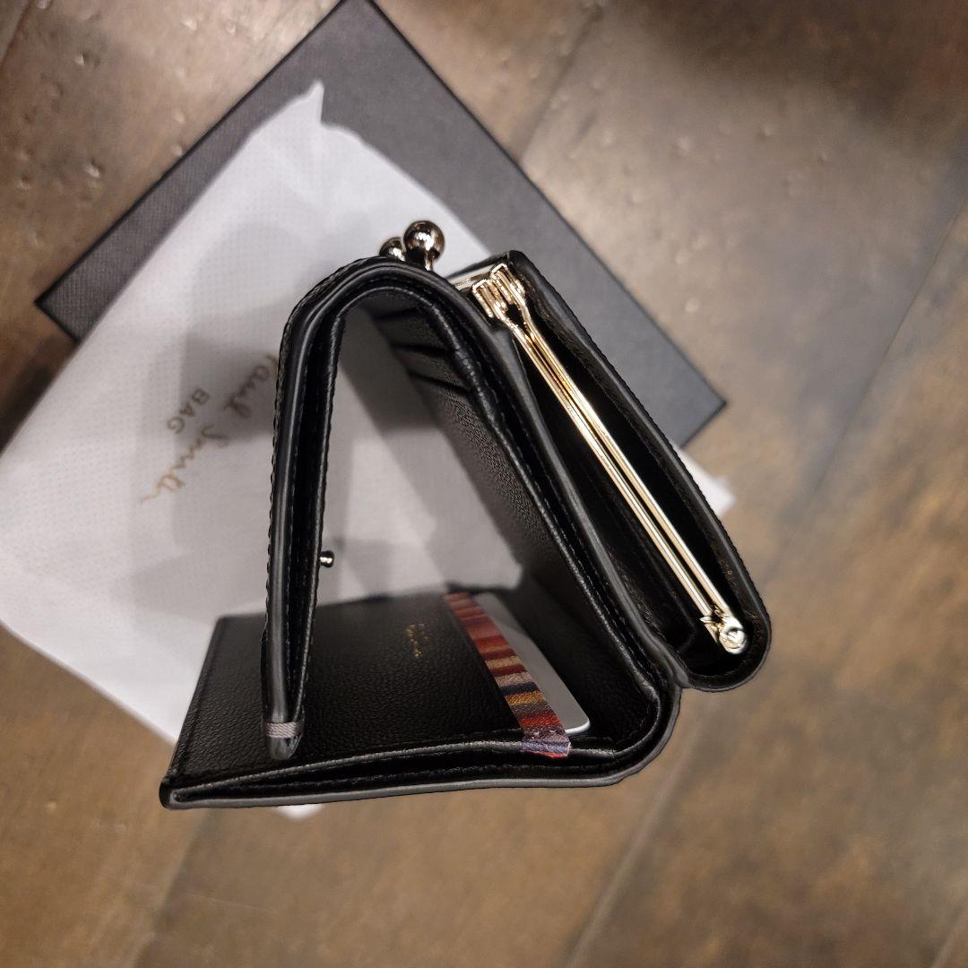 ギフト対応可能　ポールスミス　正規品　レザー　がま口　折り財布　ブラック