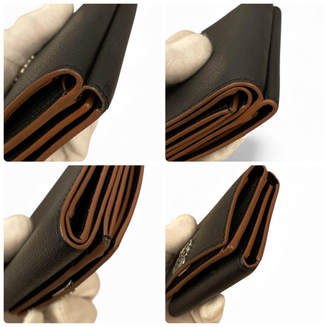 【極美品】LOEWE アナグラム トライフォールド 三つ折り財布 ブラック 黒