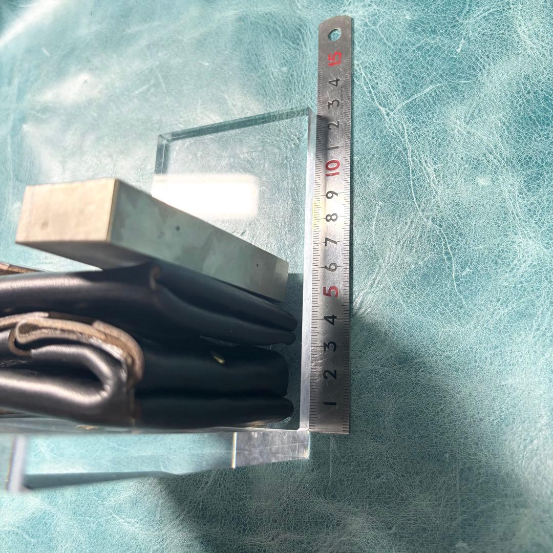 ハンドメイド　二つ折り　革財布　クロムエクセル黒色　真鍮　classical①