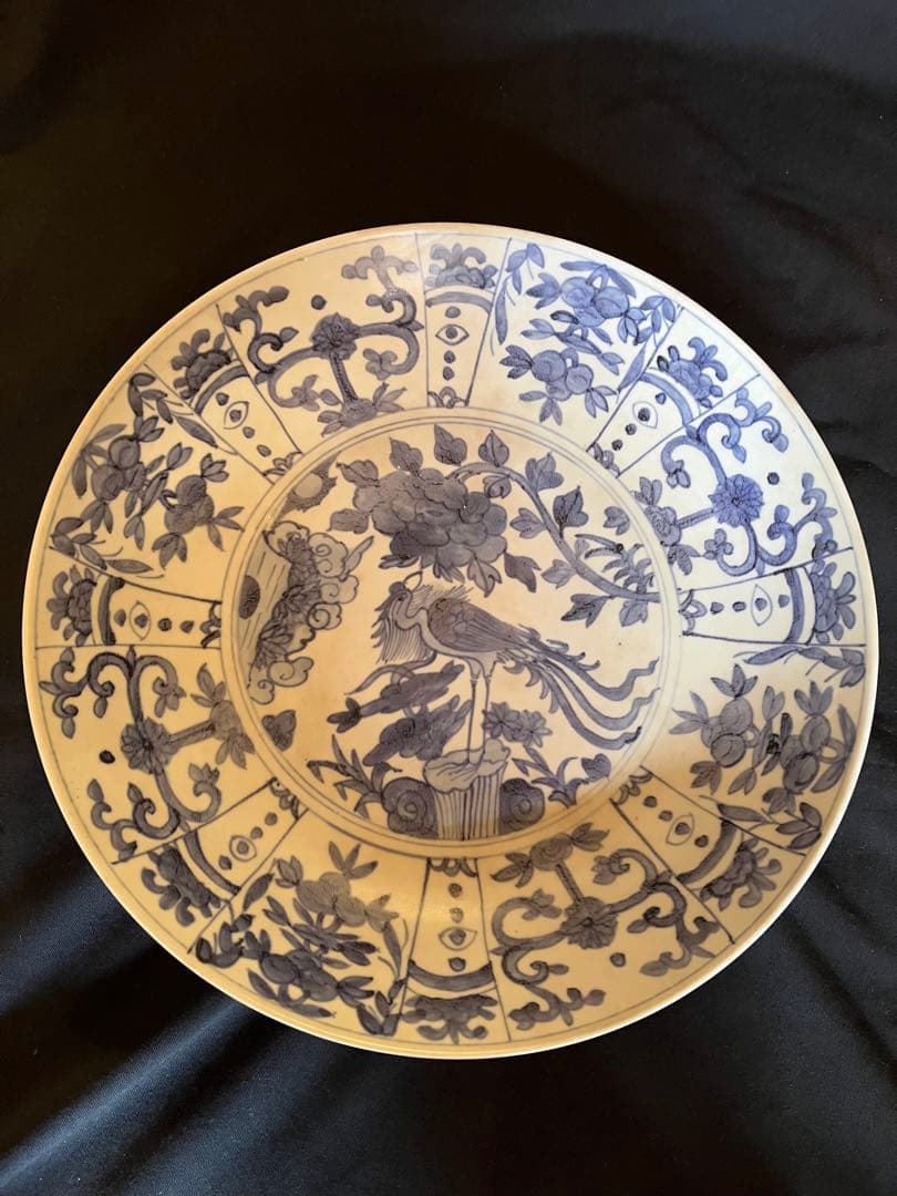 激レア！中国 明 呉須大皿径38cm 野趣溢れる民窯の豪快さがいい