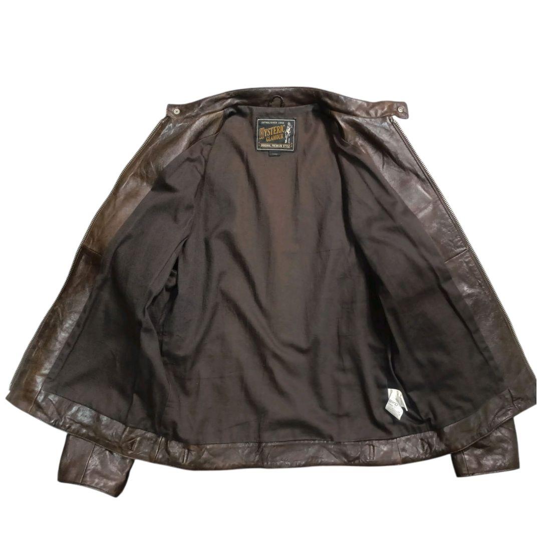 ✨HYSTERIC GLAMOUR ラムレザー 立襟 シングルライダース L