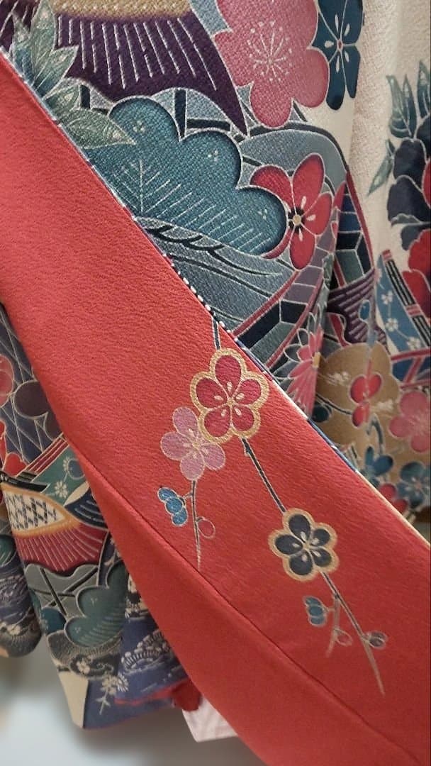 振袖一式　フルセット　紅型　正絹　超美品　おまけ付き