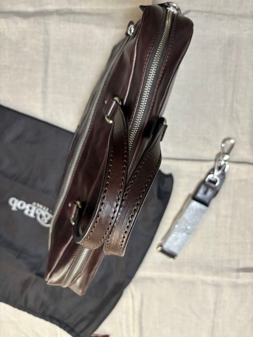 Daniel & Bob ブラックレザー ビジネスバッグ　ブラウン