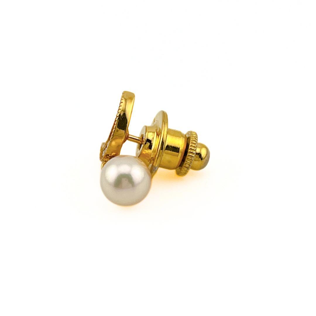 MIKIMOTO ミキモト ダイヤ アコヤパール 18K ピンブローチ ムーン