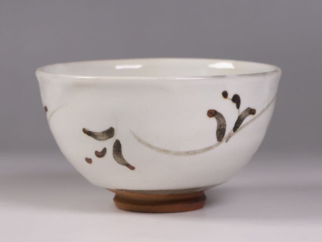 茶道具 鏡山窯 井上東也 唐津 茶碗 共箱 黄布 陶芸【MB86】