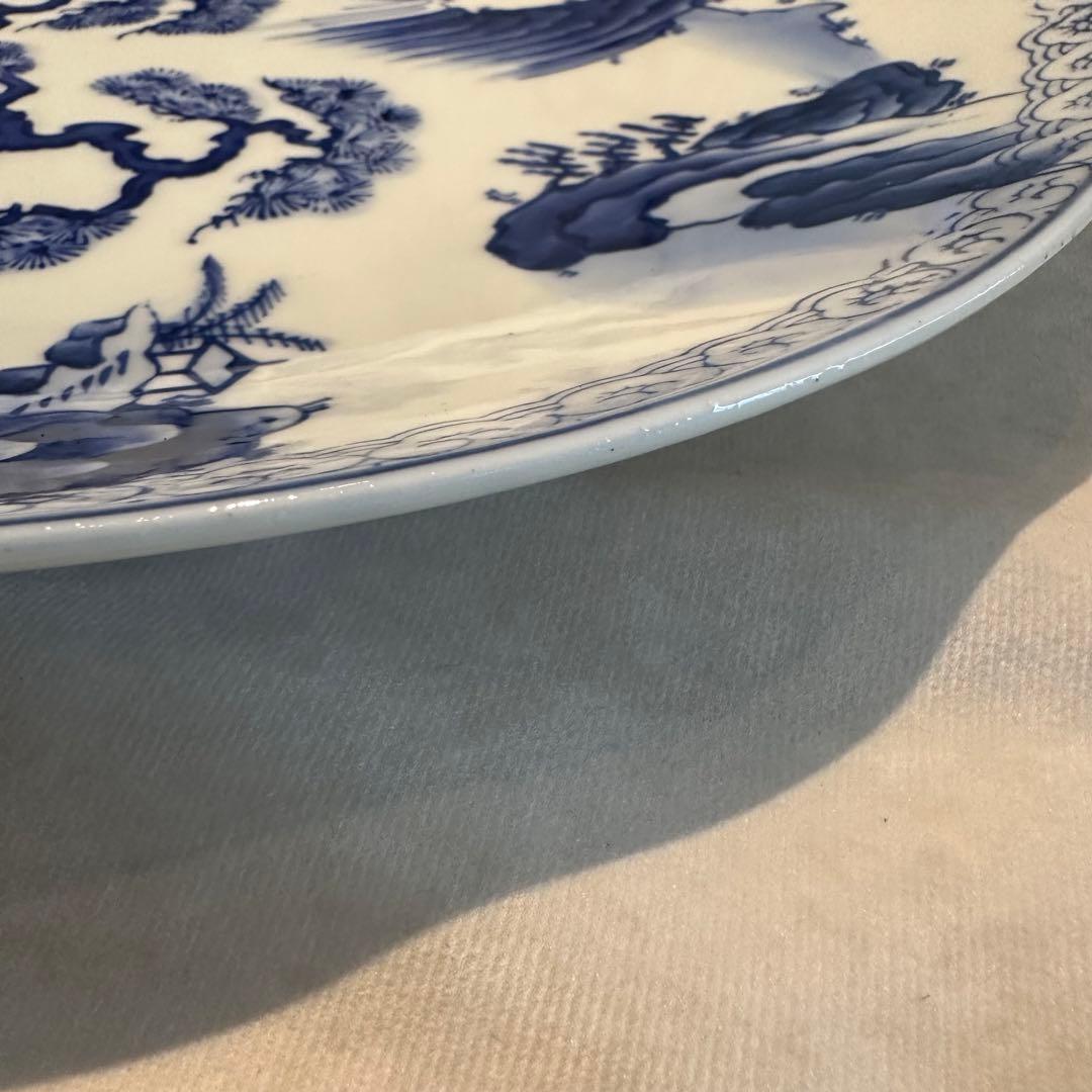 old有田焼　特大皿　飾り皿　染め付け