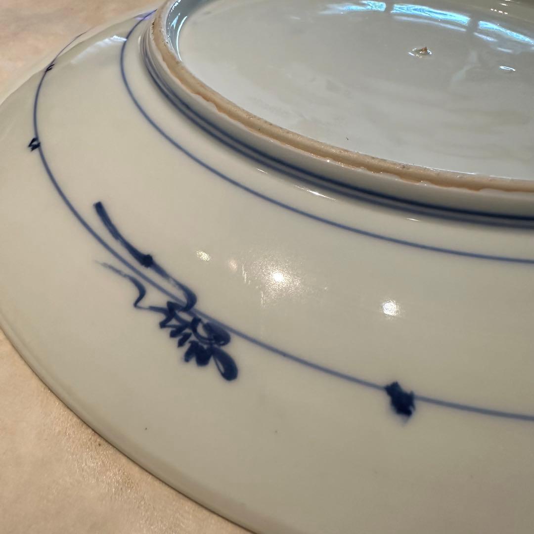 old有田焼　特大皿　飾り皿　染め付け