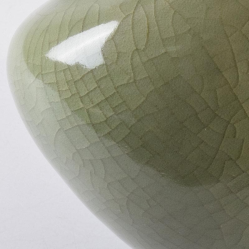 中国　龍泉窯青磁　双獣耳花瓶　時代箱　V　R8314