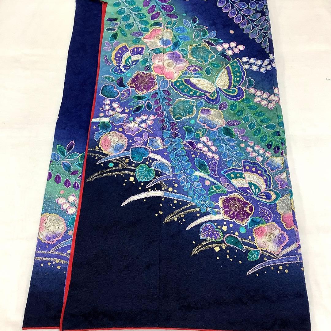 【彦兵衛mini】やまと謹製！正絹振袖・長襦袢セット〜群青色地に辻ヶ花柄〜