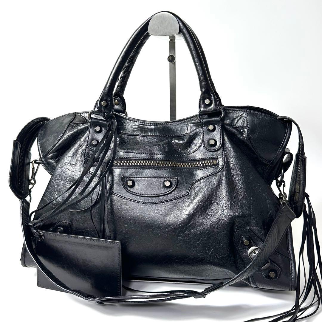 BALENCIAGA 115748 シティ 2way レザーバッグ 黒