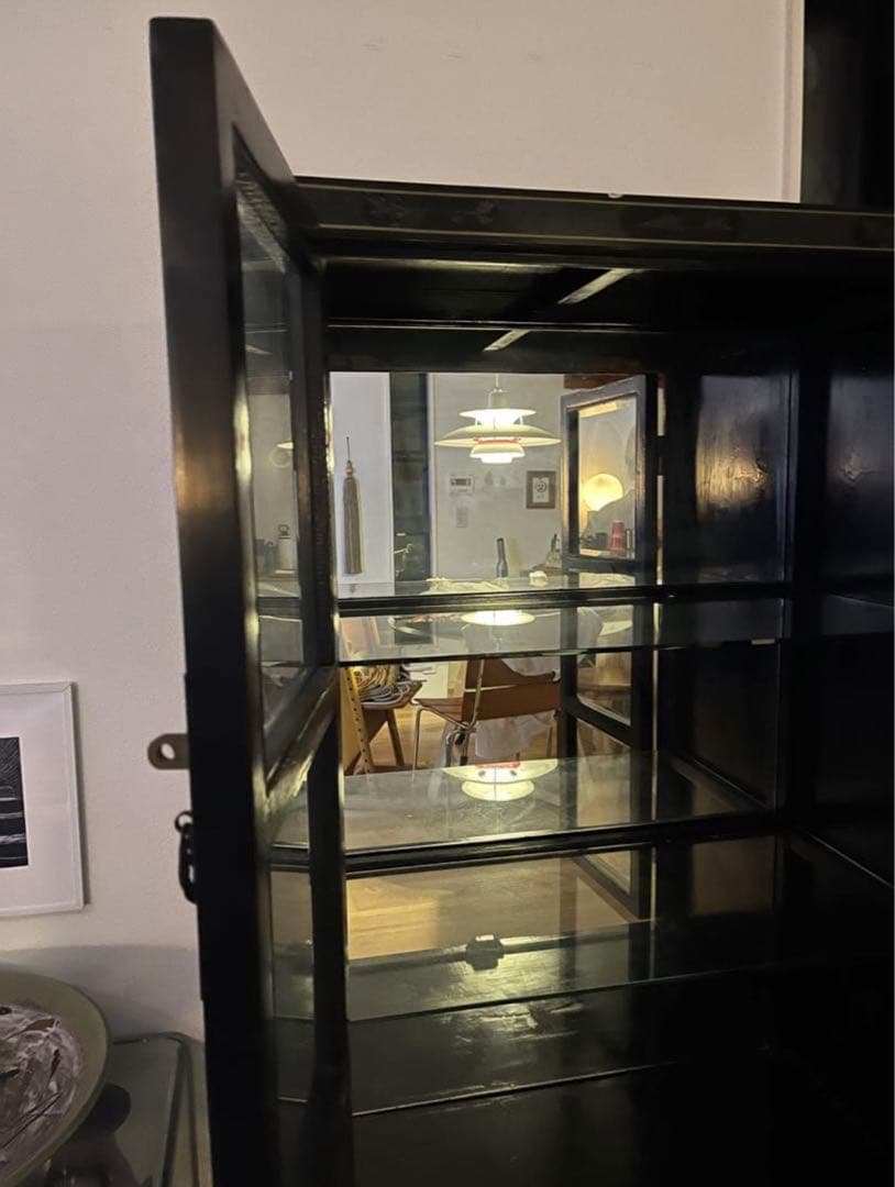 【今月末まで】中国美術　中国家具　螺鈿細工　骨董　石細工　黒塗り キャビネット