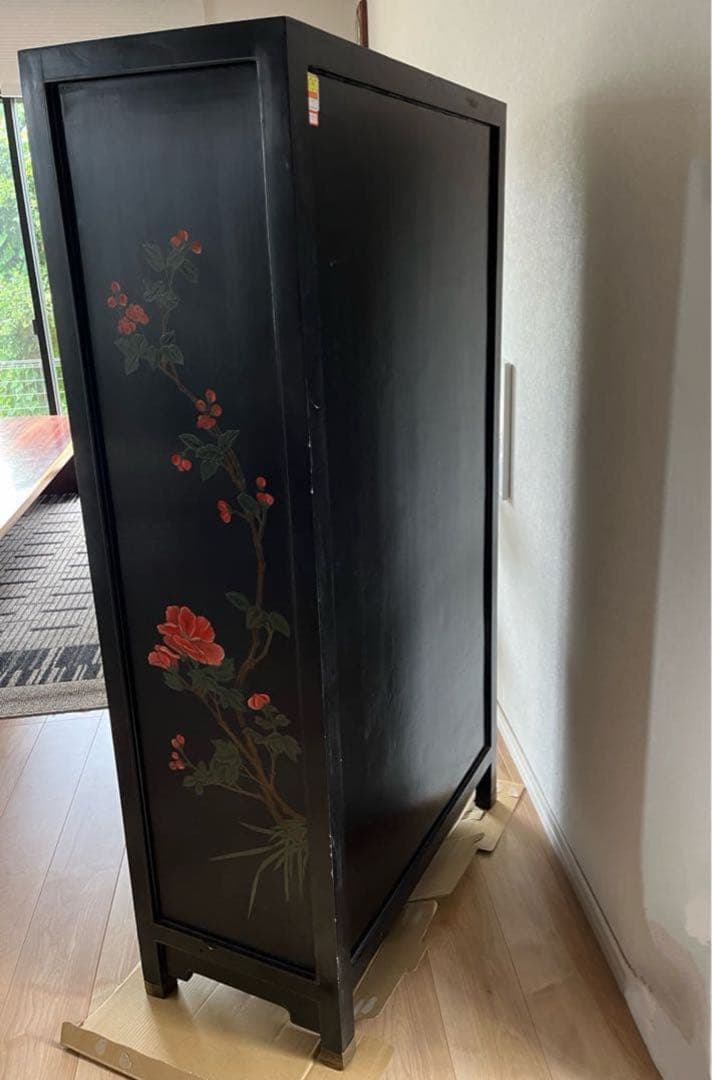 【今月末まで】中国美術　中国家具　螺鈿細工　骨董　石細工　黒塗り キャビネット