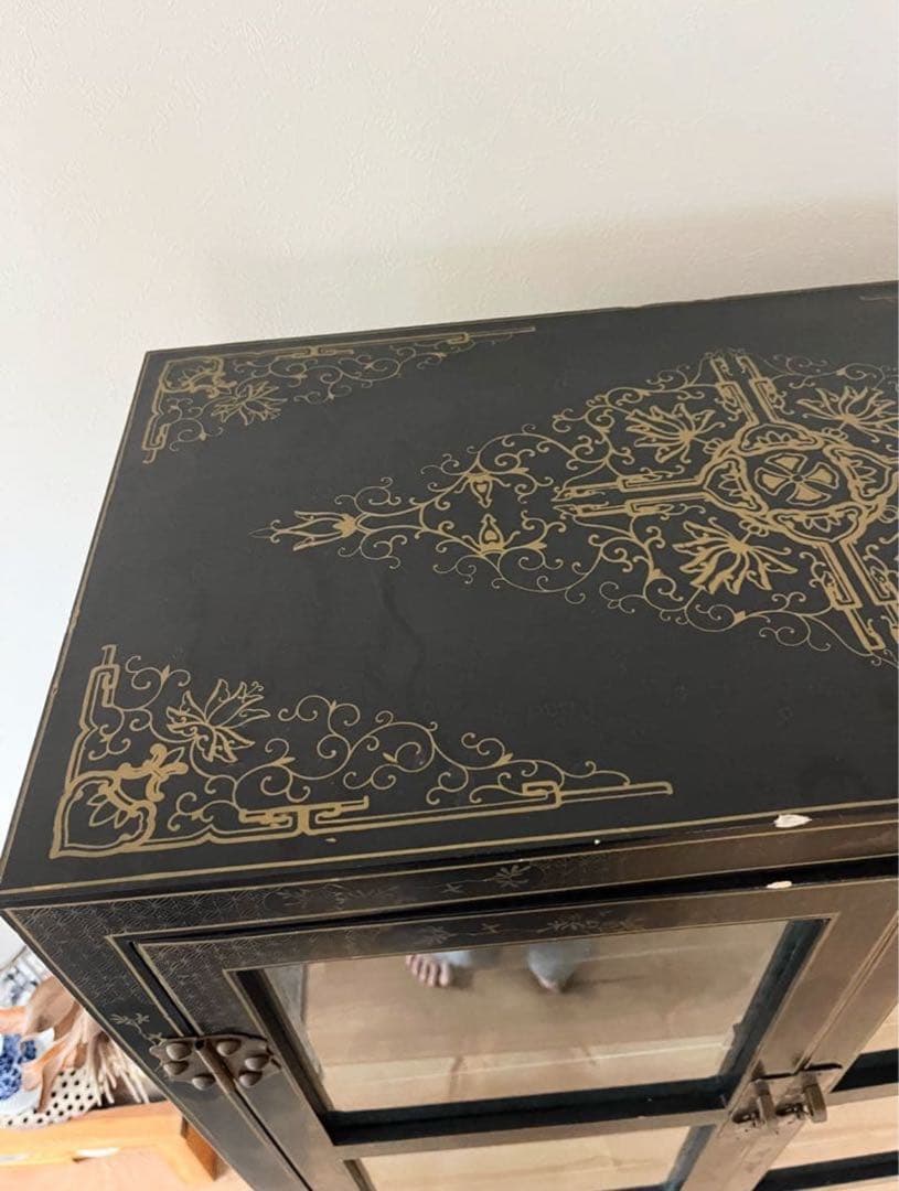 【今月末まで】中国美術　中国家具　螺鈿細工　骨董　石細工　黒塗り キャビネット