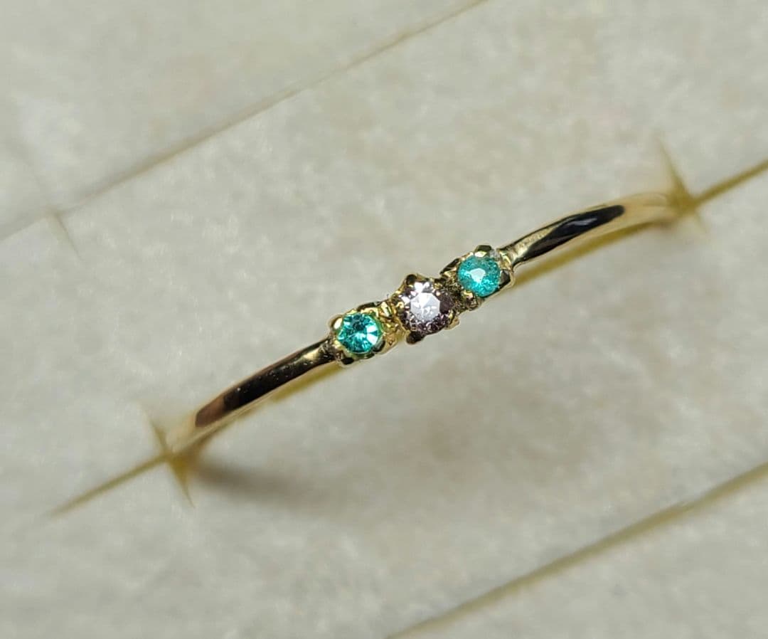 限定1本★アーガイルピンクダイヤモンドバターリャパライバトルマリン18金リング★