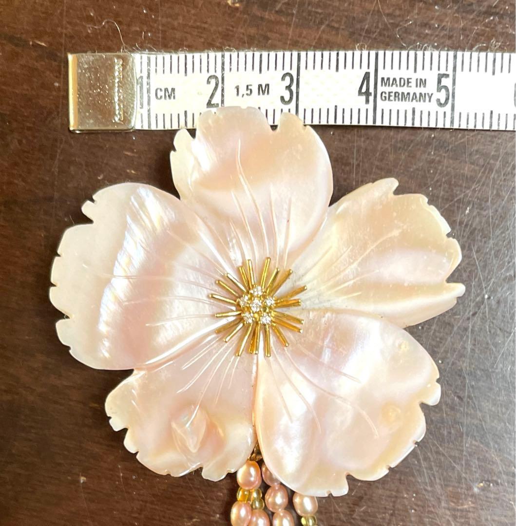 ブローチ  兼用  淡水パールとシェルのネックレス