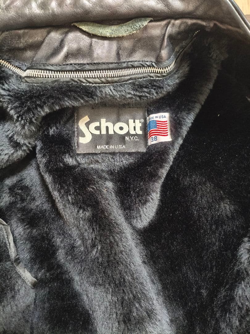 Schott ブラックレザーシングルライダース 38