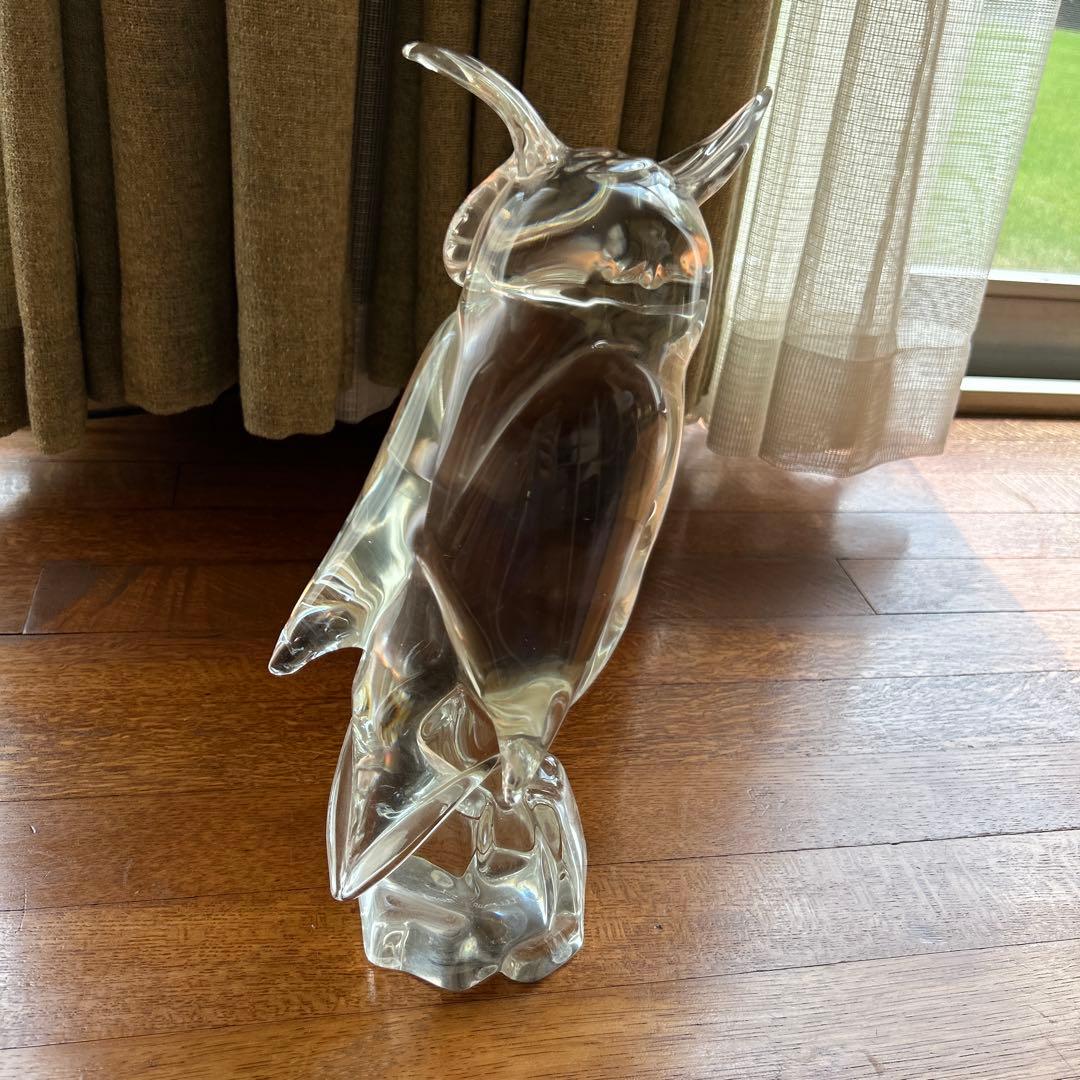 ザネッティ・ムラーノ◆クリスタル　フクロウ彫刻 置き物　ムラーノガラス