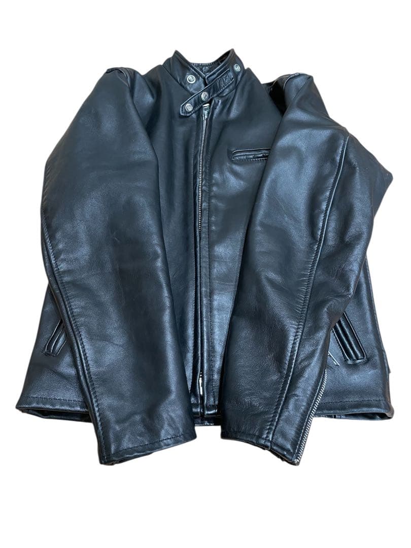 Schottシングルライダースジャケット 641黒　米国製本革(美品) 36