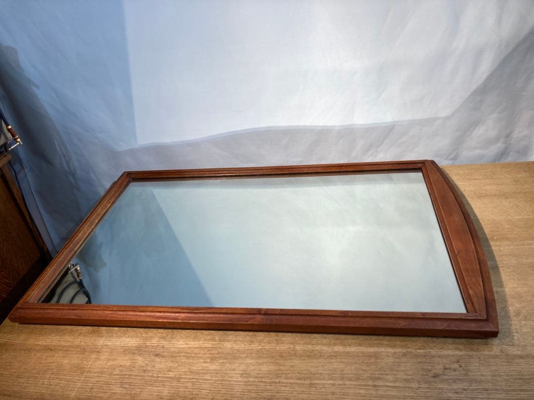 大型木製ミラー 1010×630 木枠 レトロ ビンテージ アンティーク サロン