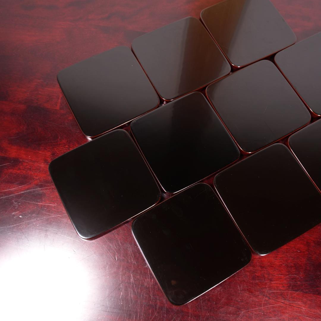 輪島塗 溜塗 高台寺蒔絵 角皿 10客 天然木製漆器