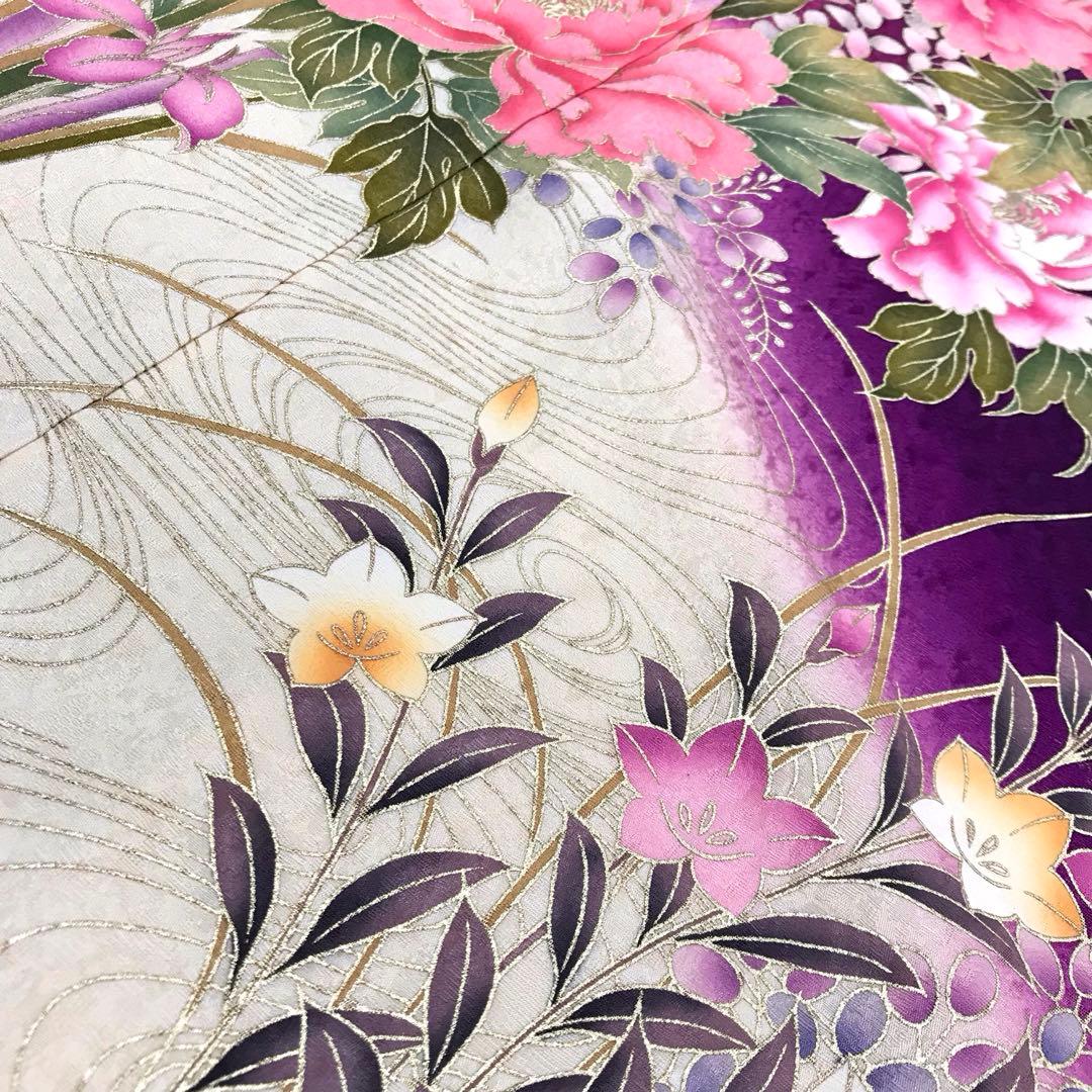 訳あり★新品未使用 振袖 未仕立て 仮絵羽 紫色系 リメイク