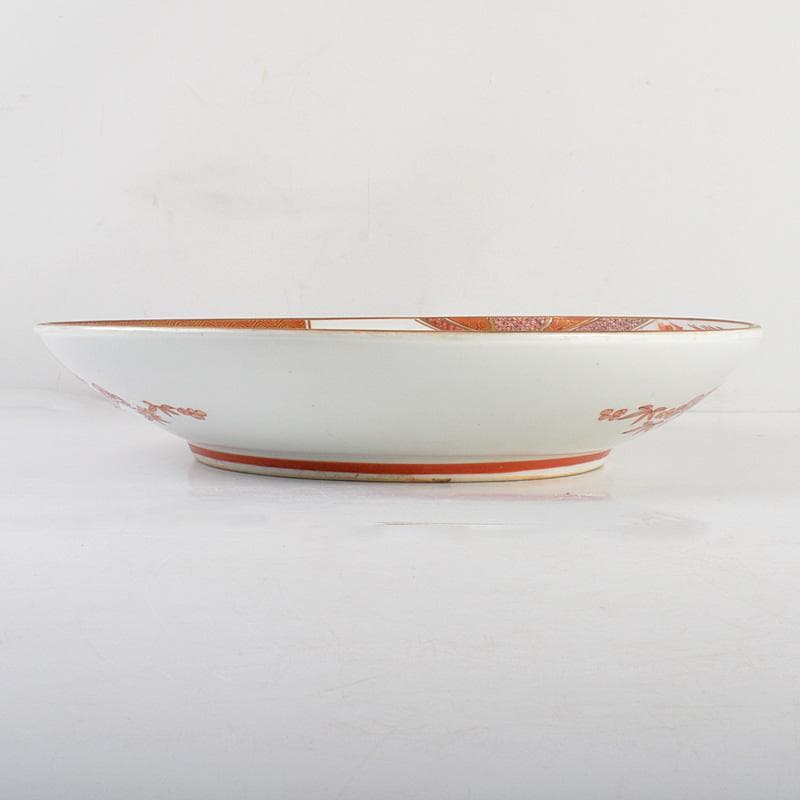 九谷焼　加賀九谷　清水美山堂造　赤絵金彩　人物花文　大皿　飾皿　M　R6141C