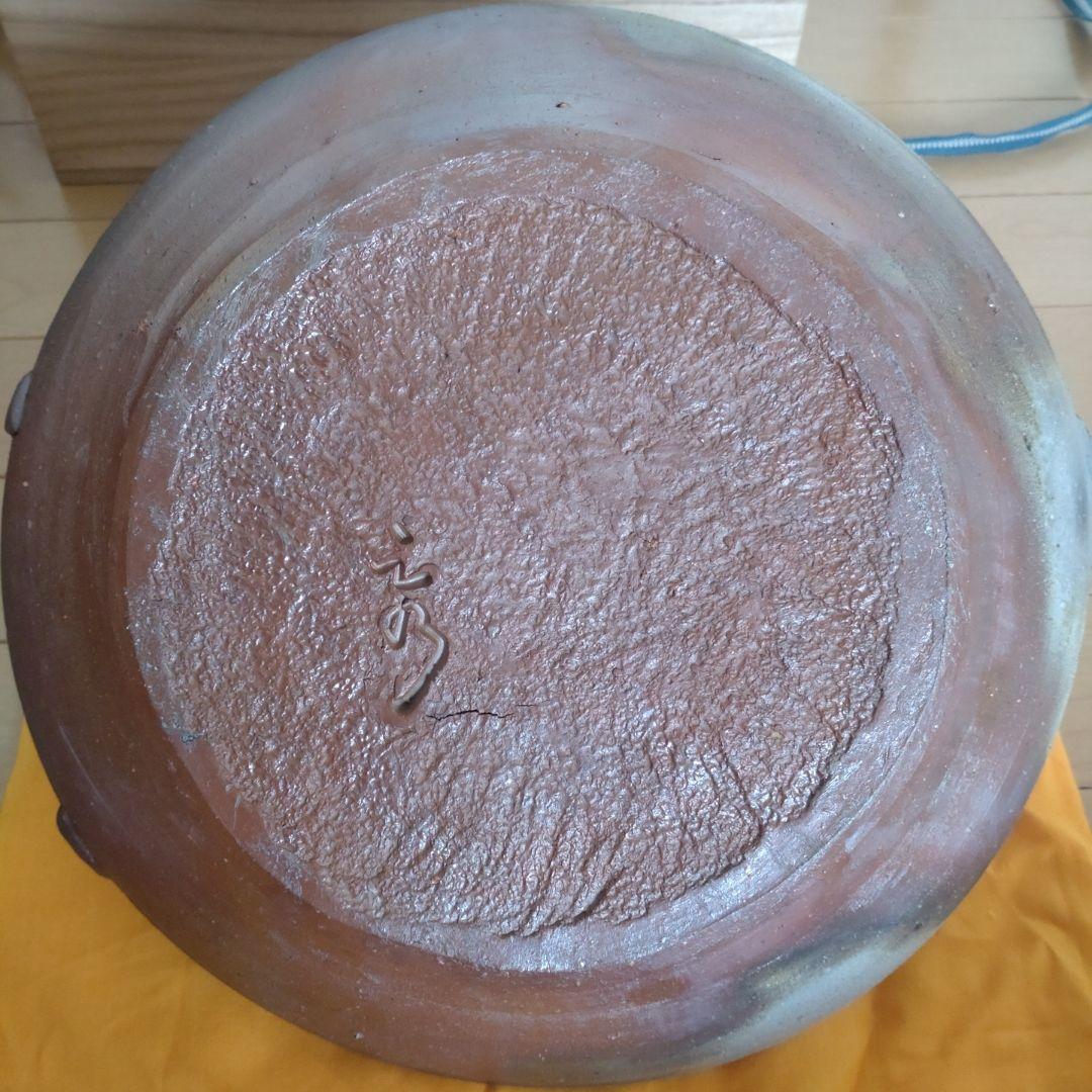 35・備前焼　手鉢　小川秀藏　未使用　新品　菓子受け　大皿　共箱あり　陶歴あり