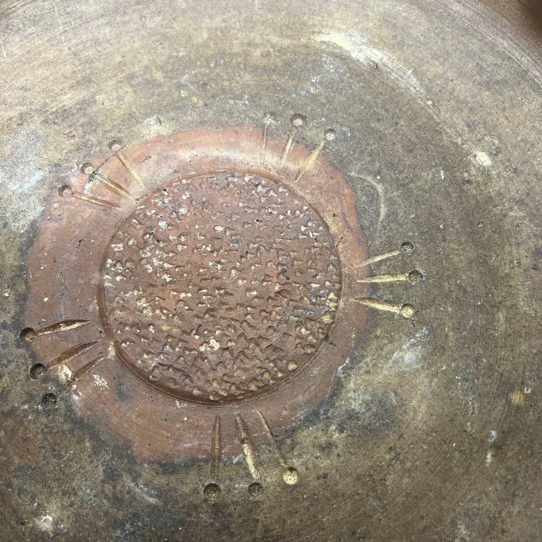 希少昔備前焼陶印あり前大鉢水盤共箱整理品現状品のみ8×33ｃｍ