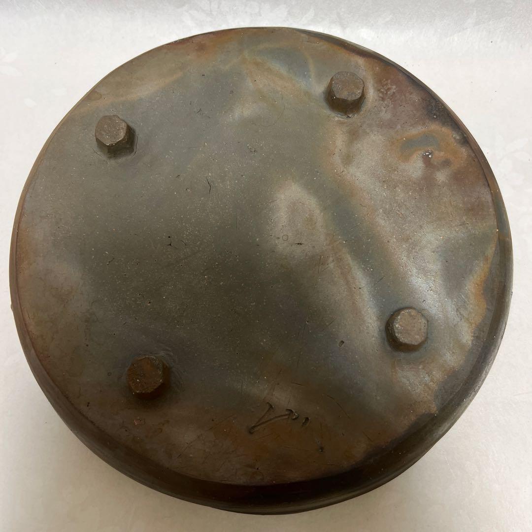 希少昔備前焼陶印あり前大鉢水盤共箱整理品現状品のみ8×33ｃｍ