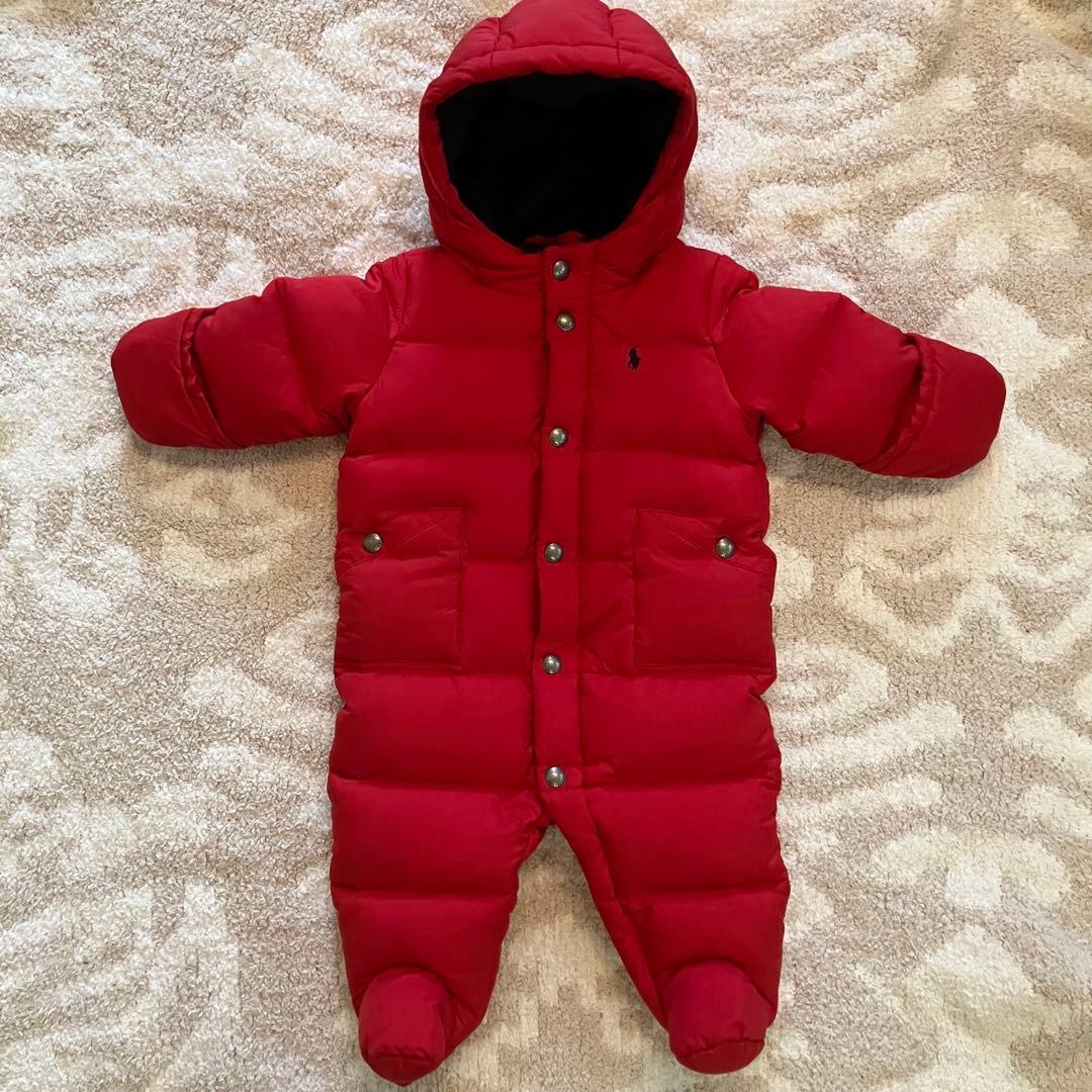 美品 ラルフローレン ジャンプスーツ 70cm カバーオール ダウン 6M 赤